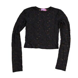 Edikted Womens Black Lace Long Sleeve Top Size Small
